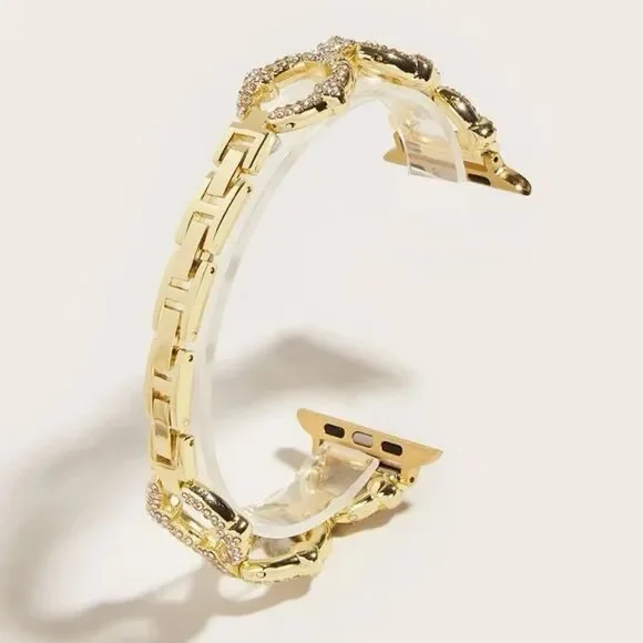 NWT Gold Rhinestones Apple Watch Band Stainless Steel High Quality Size …​ - Picture 4 of 4